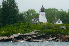 Burnt Island Lighthouse on Misty Day in Maine